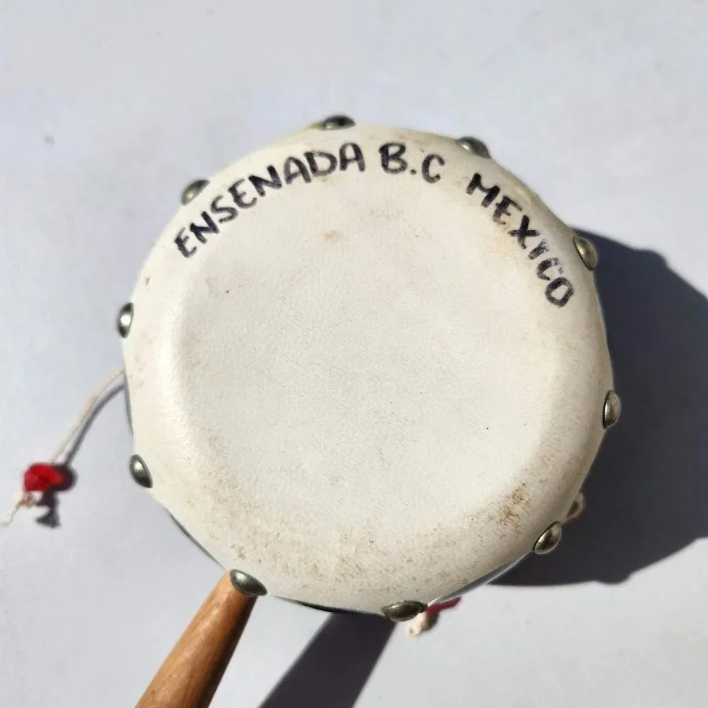 Vintage Mexican Spinner Drum Monkey Drum Rattle Souvenir Noise Maker Mexico Wood